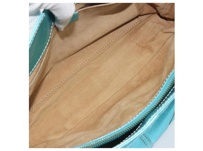 Céline CELINE Boogie Bag Handtasche aus Leder Blau Goldfarben Auth BA14792V - Ansicht 11