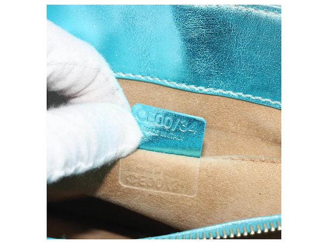 Céline CELINE Boogie Bag Handtasche aus Leder Blau Goldfarben Auth BA14792V - Ansicht 12