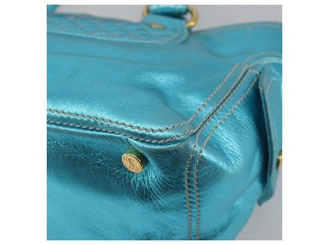 Céline CELINE Boogie Bag Handtasche aus Leder Blau Goldfarben Auth BA14792V - Ansicht 15