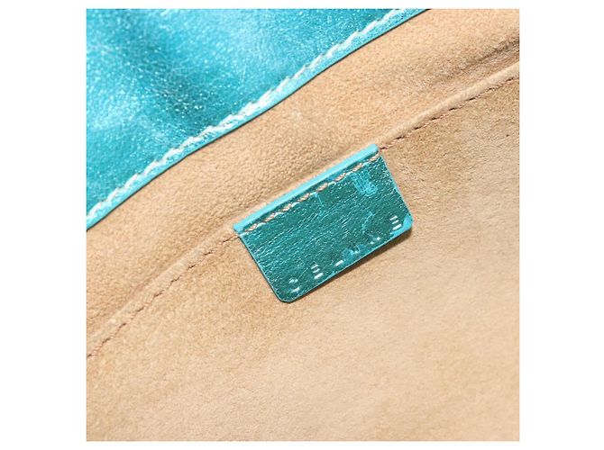 Céline CELINE Boogie Bag Handtasche aus Leder Blau Goldfarben Auth BA14792V - Ansicht 19