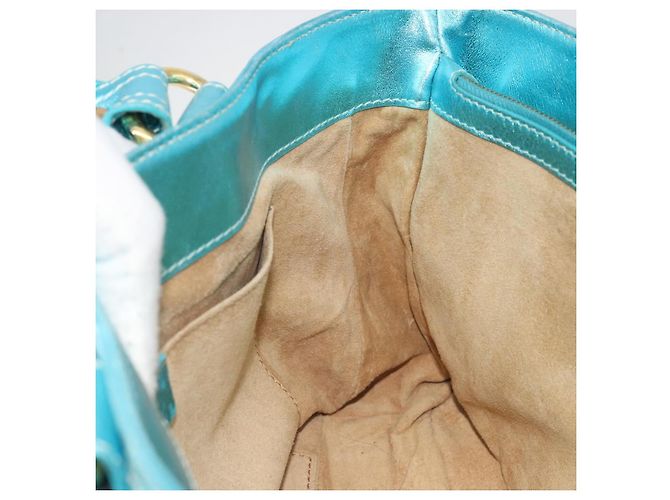 Céline CELINE Boogie Bag Handtasche aus Leder Blau Goldfarben Auth BA14792V - Ansicht 20