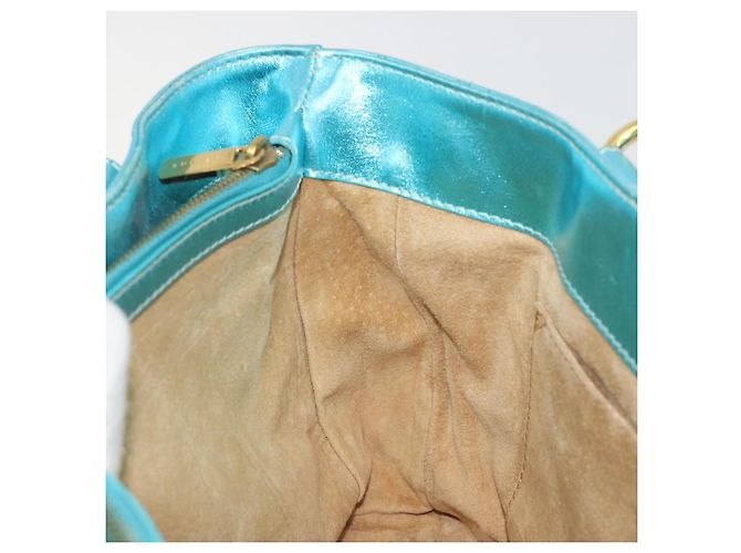 Céline CELINE Boogie Bag Handtasche aus Leder Blau Goldfarben Auth BA14792V - Ansicht 21