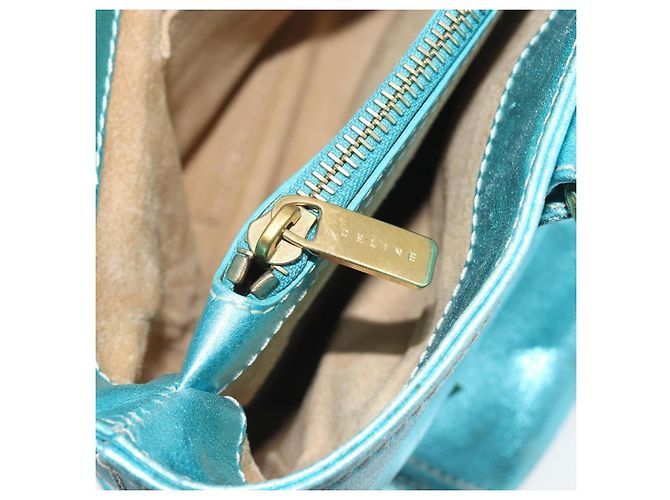 Céline CELINE Boogie Bag Handtasche aus Leder Blau Goldfarben Auth BA14792V - Ansicht 23