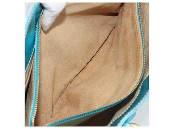 Céline CELINE Boogie Bag Handtasche aus Leder Blau Goldfarben Auth BA14792V - Ansicht 24