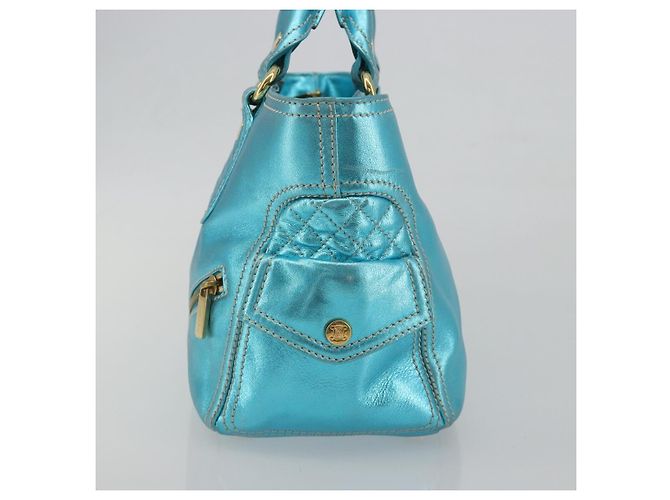 Céline CELINE Boogie Bag Handtasche aus Leder Blau Goldfarben Auth BA14792V - Ansicht 3
