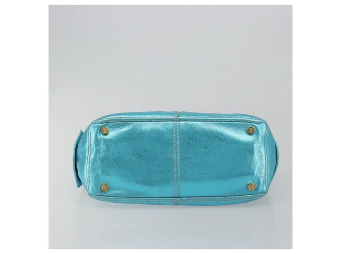 Céline CELINE Boogie Bag Handtasche aus Leder Blau Goldfarben Auth BA14792V - Ansicht 5