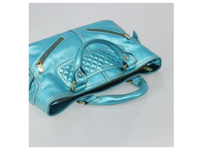Céline CELINE Boogie Bag Handtasche aus Leder Blau Goldfarben Auth BA14792V - Ansicht 6