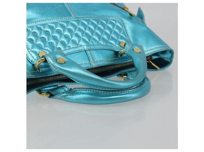 Céline CELINE Boogie Bag Handtasche aus Leder Blau Goldfarben Auth BA14792V - Ansicht 7