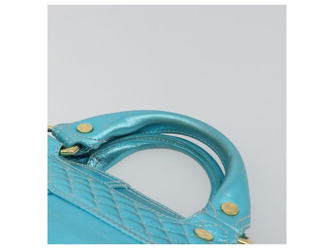 Céline CELINE Boogie Bag Handtasche aus Leder Blau Goldfarben Auth BA14792V - Ansicht 8