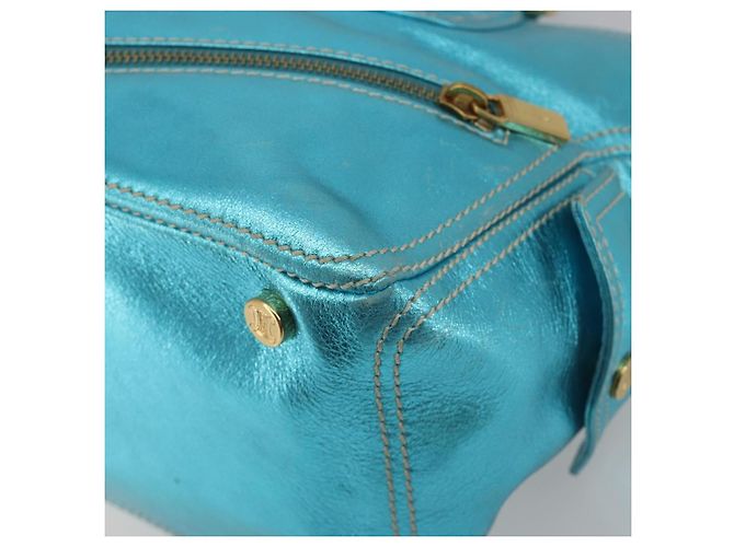 Céline CELINE Boogie Bag Handtasche aus Leder Blau Goldfarben Auth BA14792V - Ansicht 9