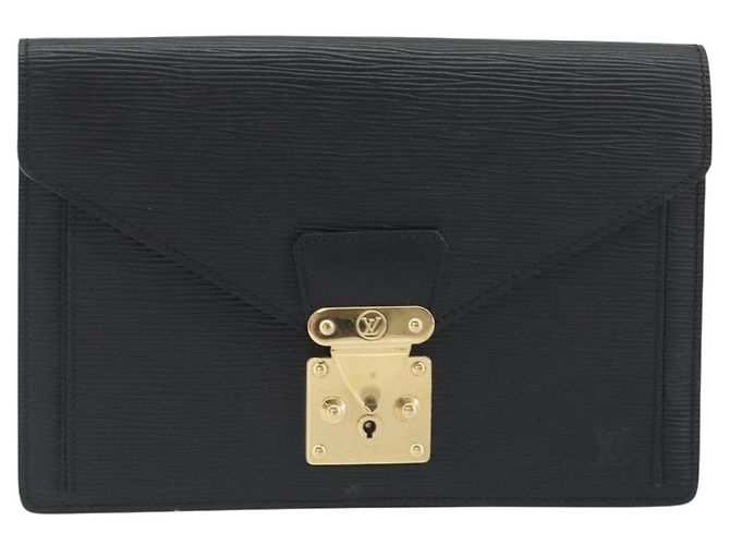 LOUIS VUITTON Epi Sellier Dragonne Clutch Bag Black M52612 LV Auth BA14957 Nero - vista 13