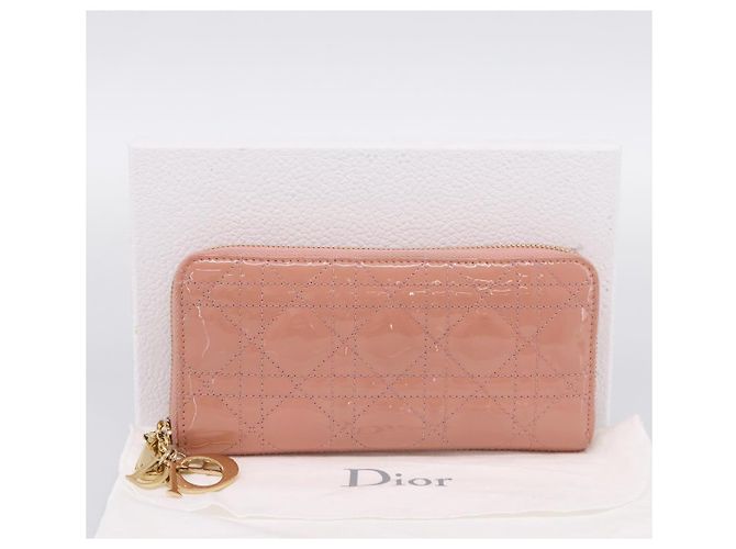 Cartera larga Christian Dior Lady Dior de piel charol Rosa Auth BA15236V - vista 12