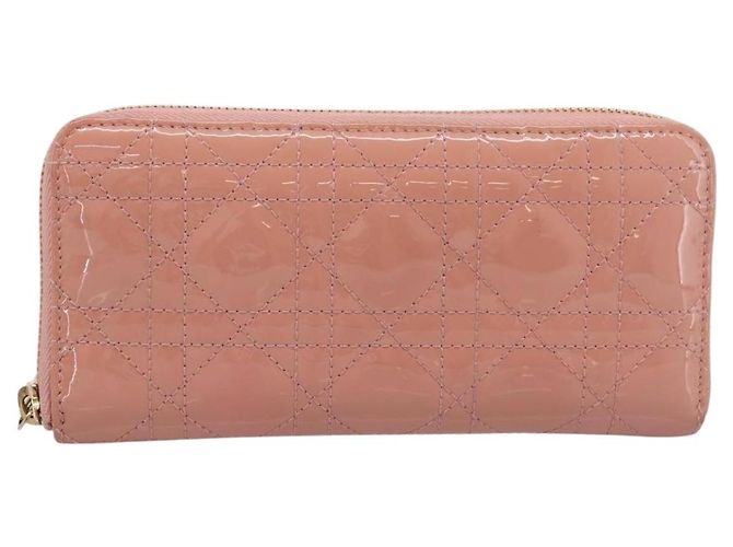 Cartera larga Christian Dior Lady Dior de piel charol Rosa Auth BA15236V - vista 13