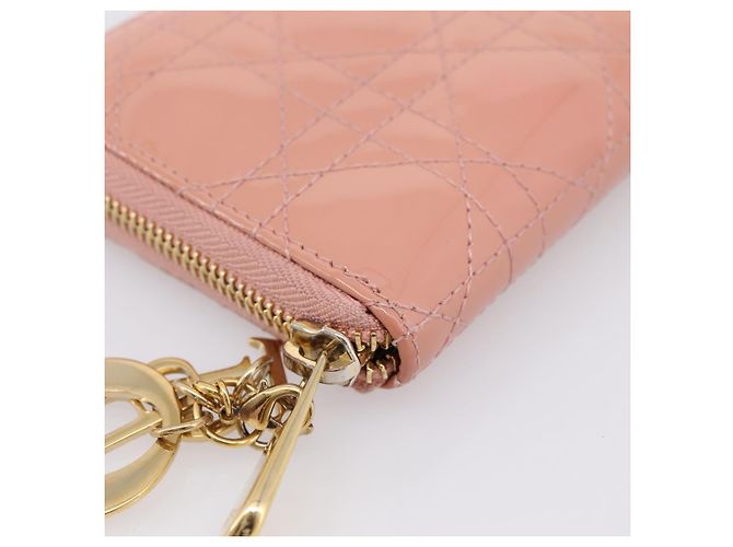 Cartera larga Christian Dior Lady Dior de piel charol Rosa Auth BA15236V - vista 14