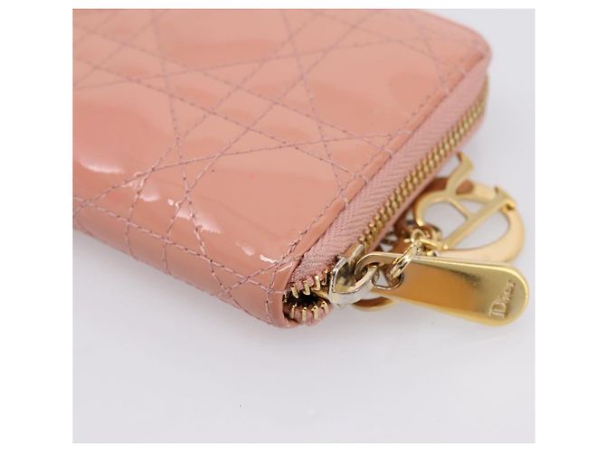 Cartera larga Christian Dior Lady Dior de piel charol Rosa Auth BA15236V - vista 15