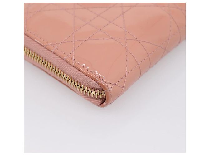 Cartera larga Christian Dior Lady Dior de piel charol Rosa Auth BA15236V - vista 16