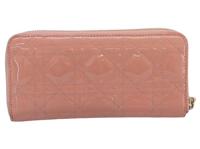 Cartera larga Christian Dior Lady Dior de piel charol Rosa Auth BA15236V - vista 2