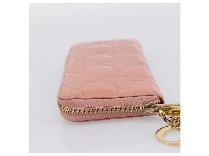 Cartera larga Christian Dior Lady Dior de piel charol Rosa Auth BA15236V - vista 3