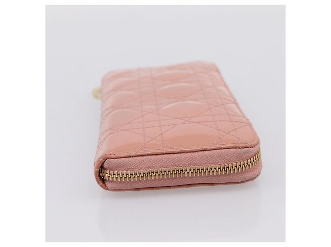 Cartera larga Christian Dior Lady Dior de piel charol Rosa Auth BA15236V - vista 4