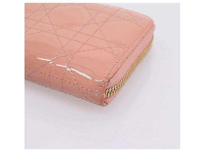 Cartera larga Christian Dior Lady Dior de piel charol Rosa Auth BA15236V - vista 7