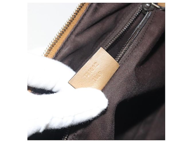 Borsa GUCCI GG Crystal Sherry Line Coated Canvas Beige Gold 181092 Auth 196336 D'oro - vista 12