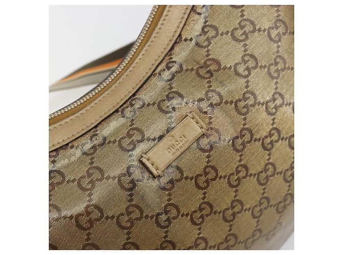 Borsa GUCCI GG Crystal Sherry Line Coated Canvas Beige Gold 181092 Auth 196336 D'oro - vista 17