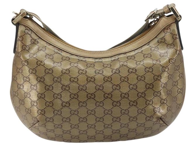 Borsa GUCCI GG Crystal Sherry Line Coated Canvas Beige Gold 181092 Auth 196336 D'oro - vista 2