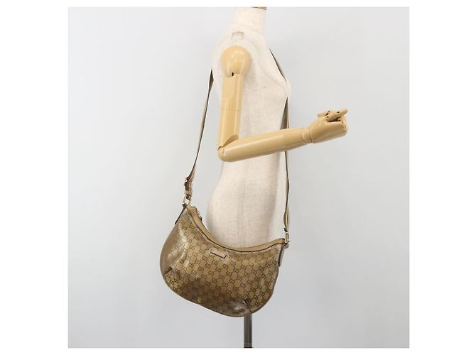 Borsa GUCCI GG Crystal Sherry Line Coated Canvas Beige Gold 181092 Auth 196336 D'oro - vista 23
