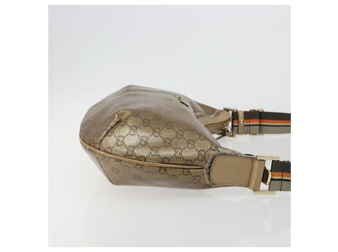 Borsa GUCCI GG Crystal Sherry Line Coated Canvas Beige Gold 181092 Auth 196336 D'oro - vista 3
