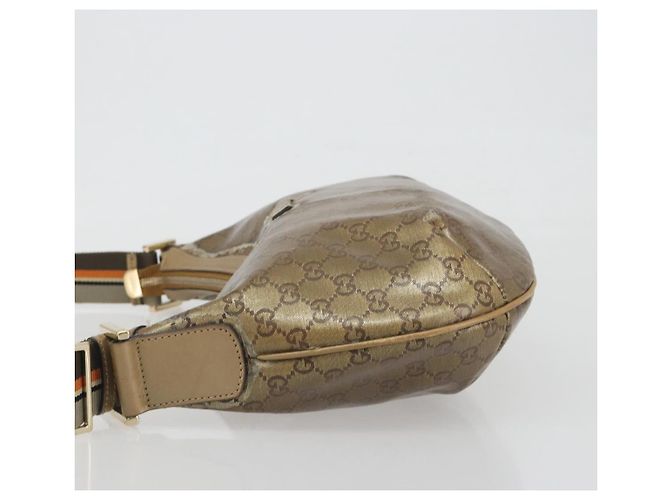 Borsa GUCCI GG Crystal Sherry Line Coated Canvas Beige Gold 181092 Auth 196336 D'oro - vista 4