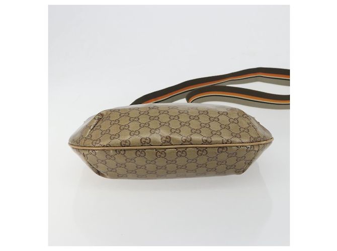 Borsa GUCCI GG Crystal Sherry Line Coated Canvas Beige Gold 181092 Auth 196336 D'oro - vista 5