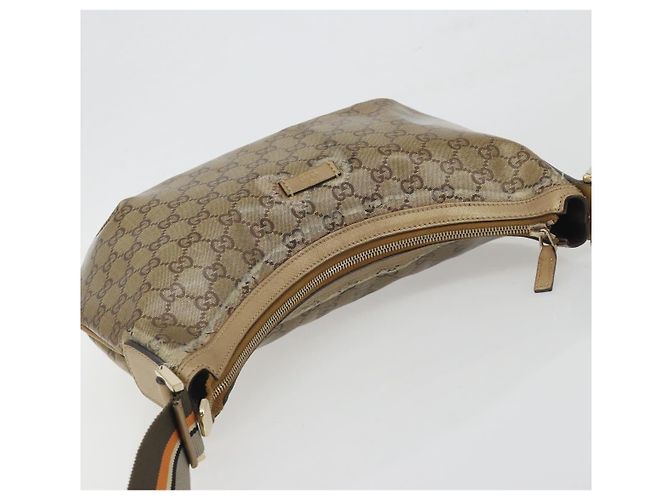 Borsa GUCCI GG Crystal Sherry Line Coated Canvas Beige Gold 181092 Auth 196336 D'oro - vista 6