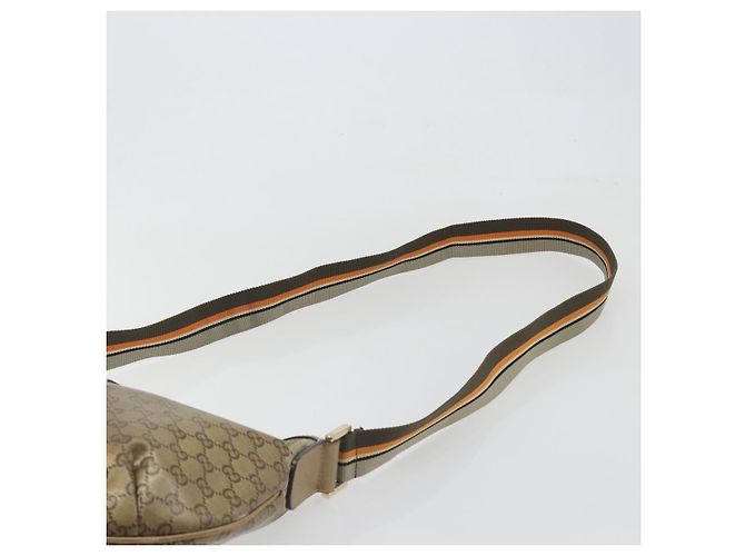 Borsa GUCCI GG Crystal Sherry Line Coated Canvas Beige Gold 181092 Auth 196336 D'oro - vista 8