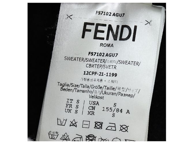 FENDI Trainer Cotton S Black FS7102 Auth 196743M Nero - vista 10