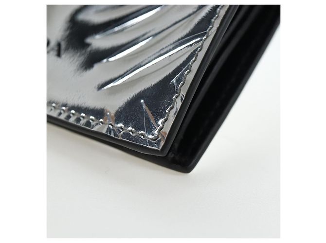 PRADA Bifold Wallet Brushed leather Silver Auth 197314M Silvery - view 14