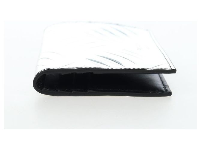 PRADA Bifold Wallet Brushed leather Silver Auth 197314M Silvery - view 3