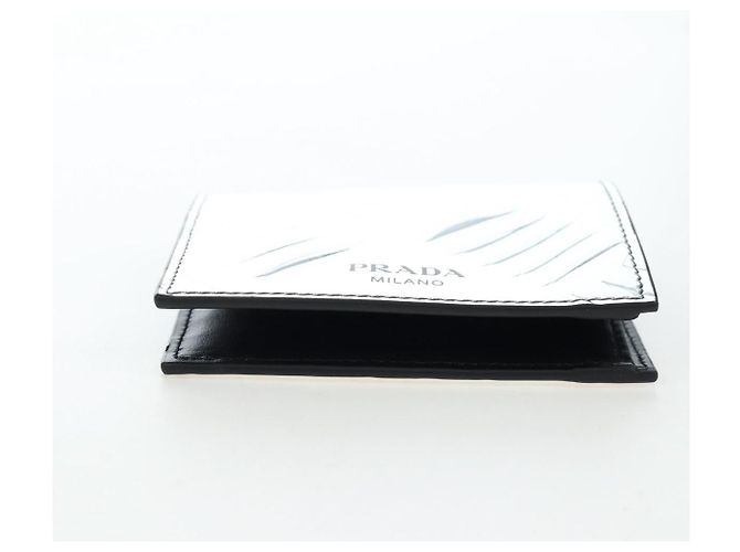 PRADA Bifold Wallet Brushed leather Silver Auth 197314M Silvery - view 6