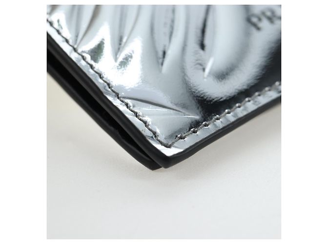 PRADA Bifold Wallet Brushed leather Silver Auth 197314M Silvery - view 7