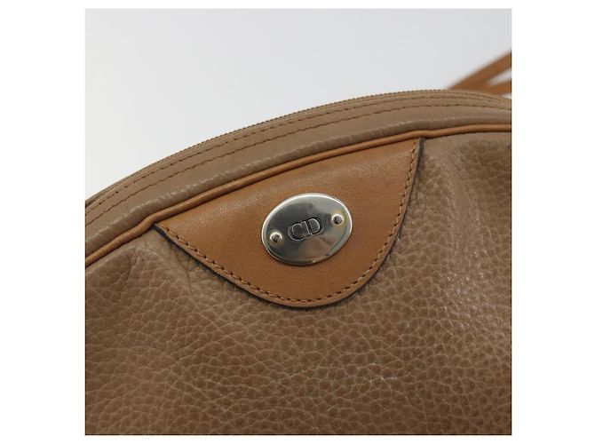 Borsa a tracolla Christian Dior in pelle beige e oro Auth ka5732 D'oro - vista 15