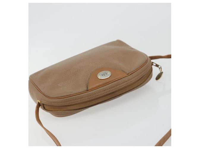 Borsa a tracolla Christian Dior in pelle beige e oro Auth ka5732 D'oro - vista 6