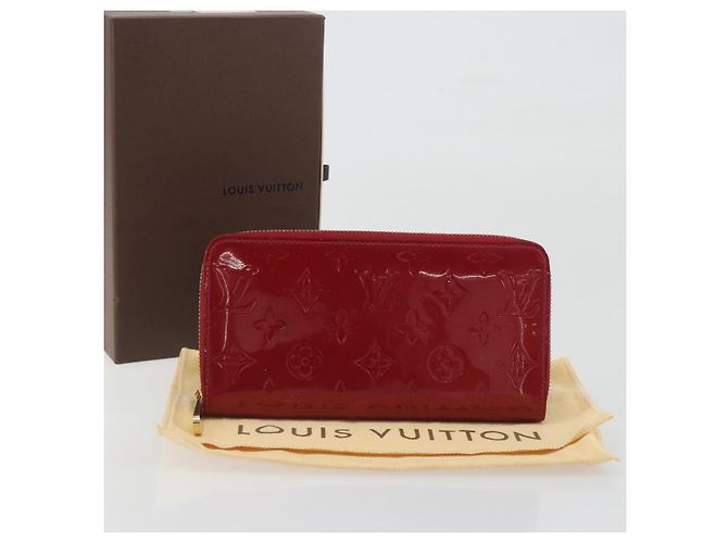 LOUIS VUITTON Monogram Vernis Zippy Wallet Rouge Grunadine M91732 Auth am12259V - vista 12