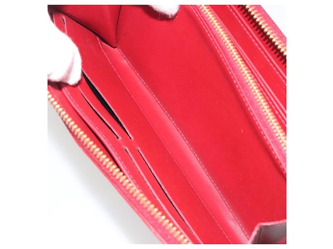 LOUIS VUITTON Monogram Vernis Zippy Wallet Rouge Grunadine M91732 Auth am12259V - vista 19