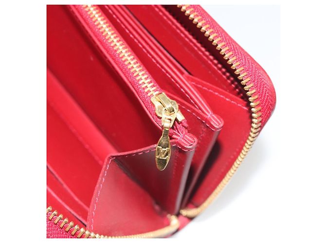 LOUIS VUITTON Monogram Vernis Zippy Wallet Rouge Grunadine M91732 Auth am12259V - vista 20