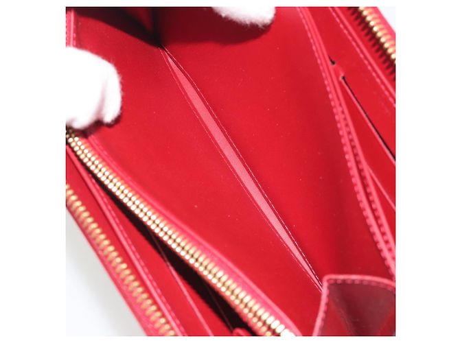 LOUIS VUITTON Monogram Vernis Zippy Wallet Rouge Grunadine M91732 Auth am12259V - vista 21
