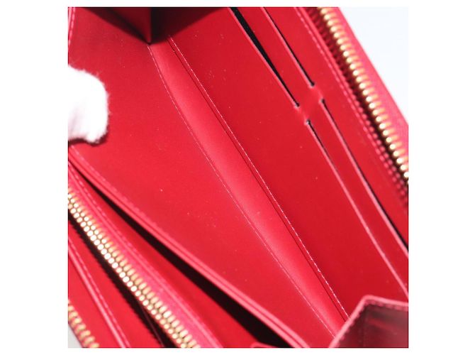 LOUIS VUITTON Monogram Vernis Zippy Wallet Rouge Grunadine M91732 Auth am12259V - vista 22