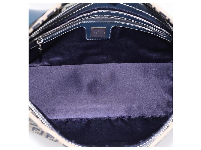 Borsa a tracolla FENDI Zucchino Canvas Mamma Baguette Navy Silver Auth 197199A Argento Blu navy - vista 11