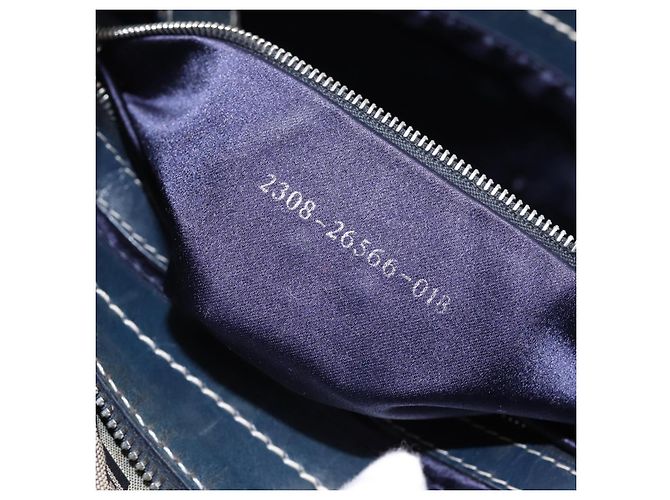 Borsa a tracolla FENDI Zucchino Canvas Mamma Baguette Navy Silver Auth 197199A Argento Blu navy - vista 12