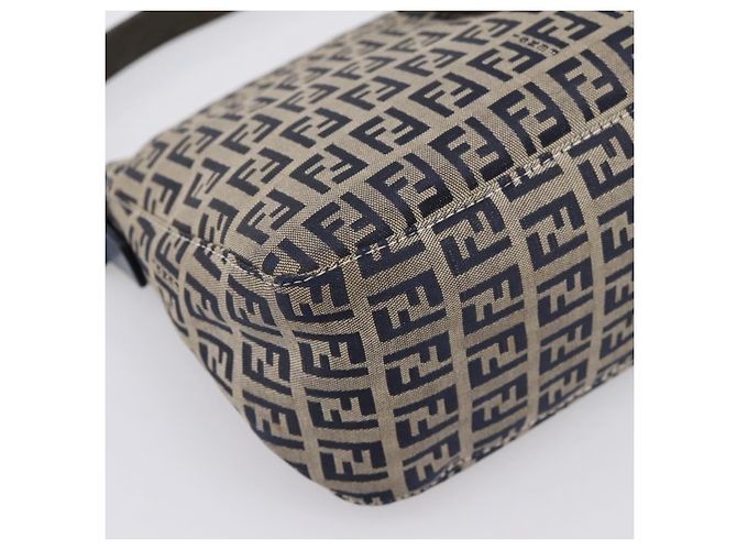 Borsa a tracolla FENDI Zucchino Canvas Mamma Baguette Navy Silver Auth 197199A Argento Blu navy - vista 15