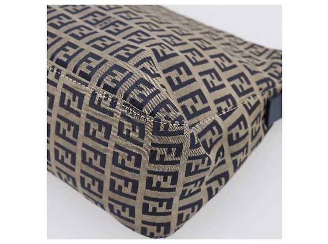 Borsa a tracolla FENDI Zucchino Canvas Mamma Baguette Navy Silver Auth 197199A Argento Blu navy - vista 16