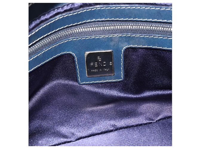 Borsa a tracolla FENDI Zucchino Canvas Mamma Baguette Navy Silver Auth 197199A Argento Blu navy - vista 18